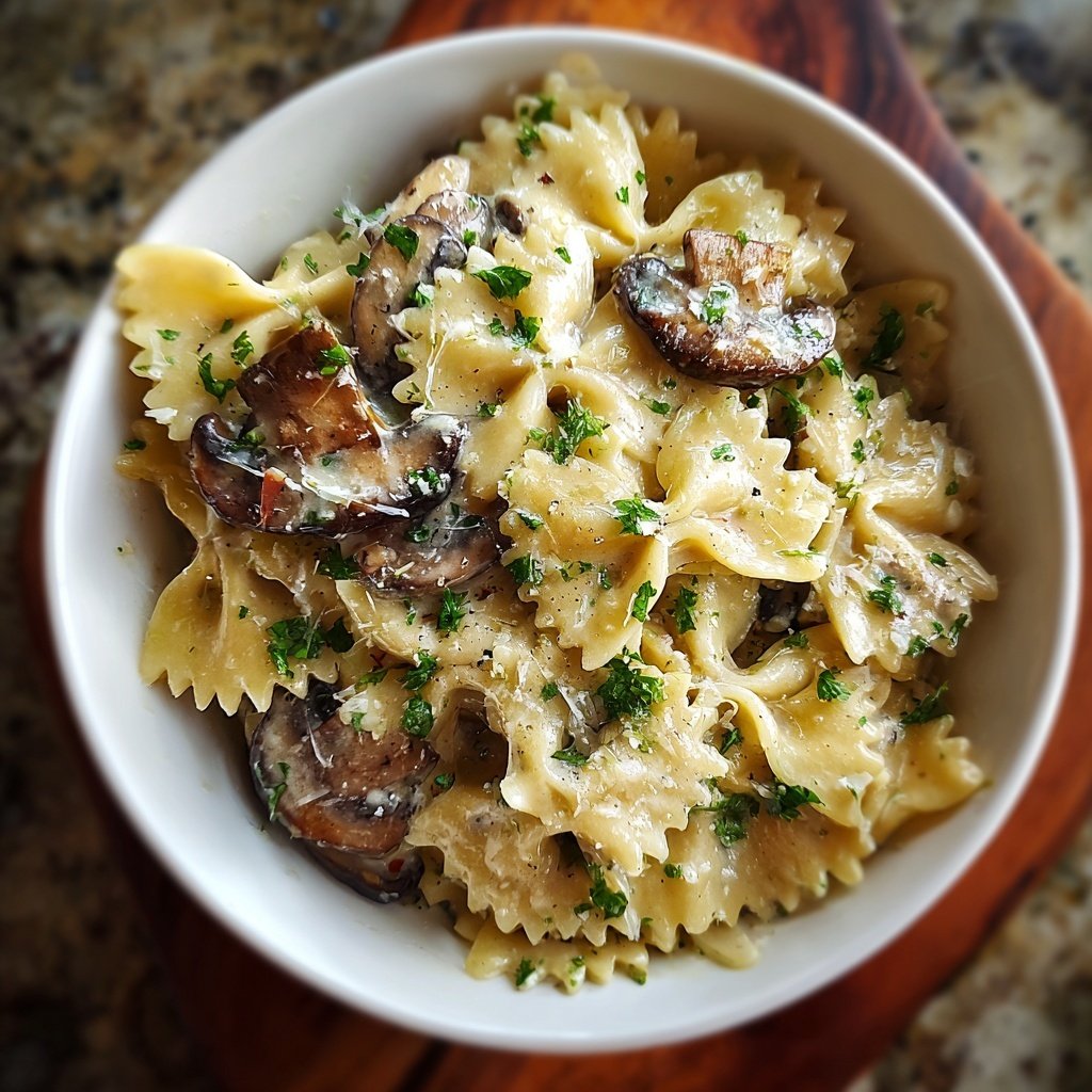 Bow Tie Pasta With Mushroom Cream Sauce