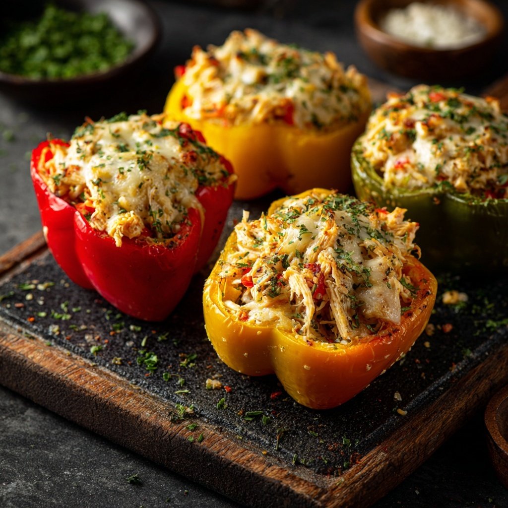 Shredded Chicken Stuffed Bell Peppers
